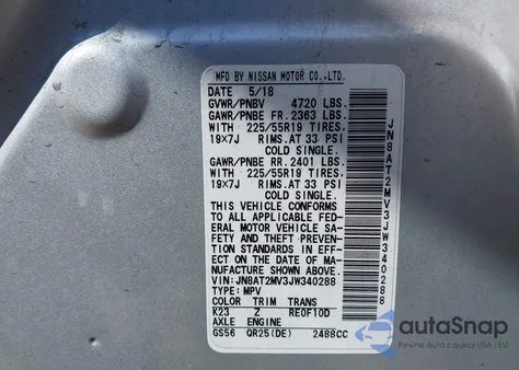 2018 Nissan Rogue Sl from USA, damaged, VIN JN8AT2MV3JW340288